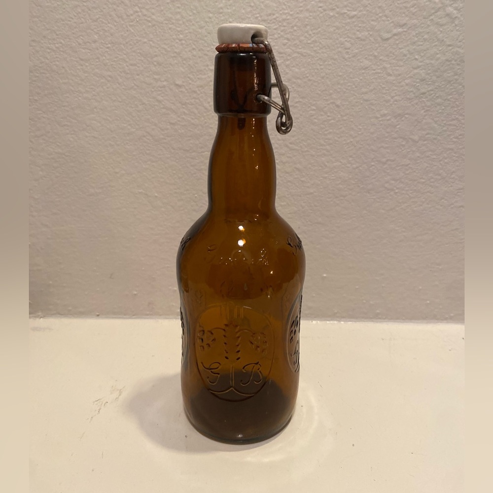 Vintage Grolsch Amber Brown Empty Beer Bottle Swing Top Porcelain Flip Cap